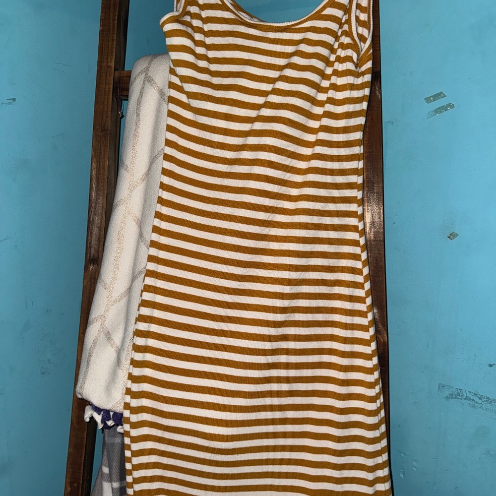 Yellow and white striped dress